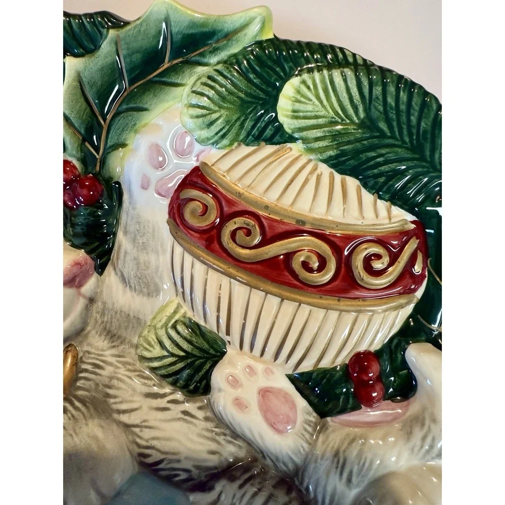 FITZ‎ AND FLOYD KRISTMAS KITTY CANAPE PLATE 2003 CHRISTMAS WALL HANGING DECOR